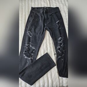 Hollister Black Distressed Ripped Jeans